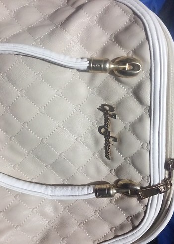 Beyaz Nakışlı Kadın Çantası Fermuarlı - Görsel 2