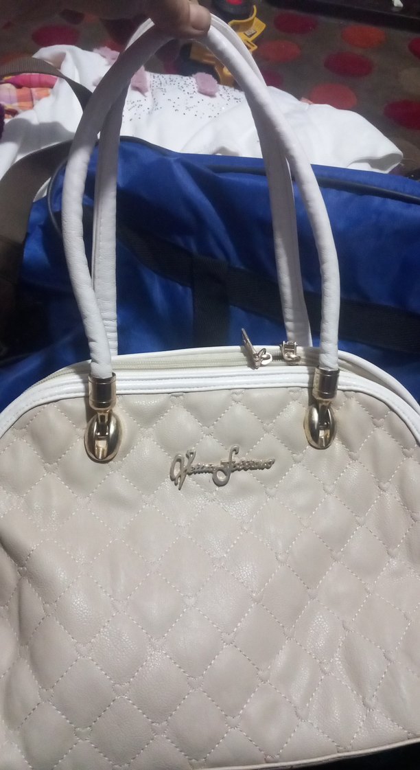 Beyaz Nakışlı Kadın Çantası Fermuarlı - Görsel 4