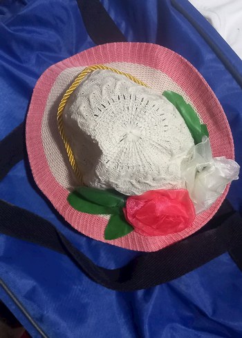 Çiçekli Dantel Detaylı Pembe Çocuk Şapkası - Görsel 2