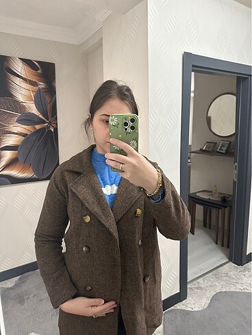 S beden kahverengi kaşe kaban