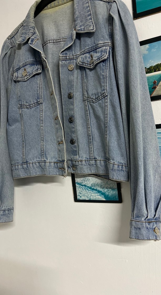 Kadın Mavi Denim Düğmeli Ceket - Görsel 2