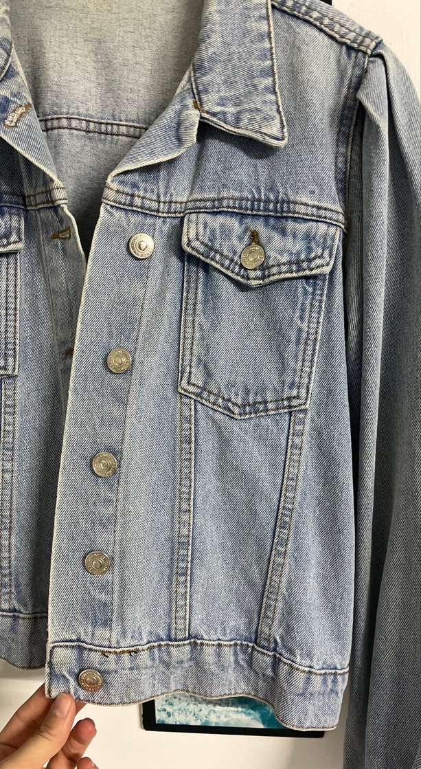 Kadın Mavi Denim Düğmeli Ceket - Görsel 4