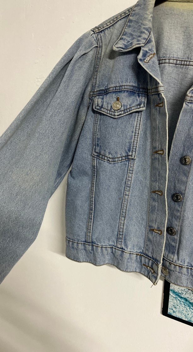 Kadın Mavi Denim Düğmeli Ceket - Görsel 3