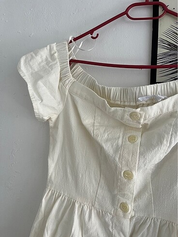 Beyaz Keten elbise - Görsel 5