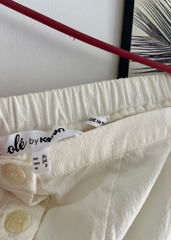 Beyaz Keten elbise - Görsel 4