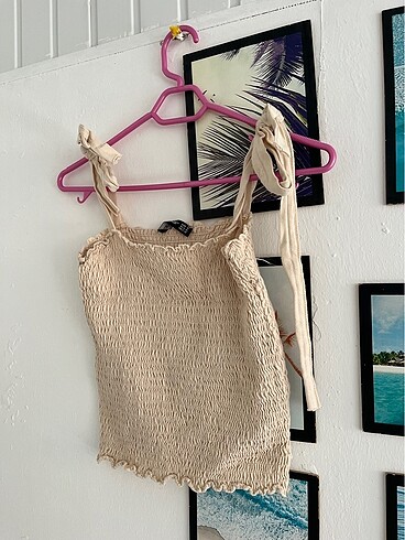 Bej bluz büzgülü - Görsel 5