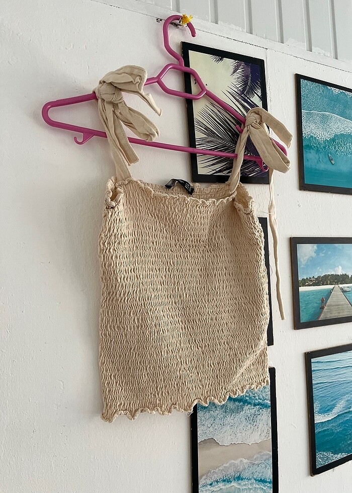 Bej bluz büzgülü - Görsel 2