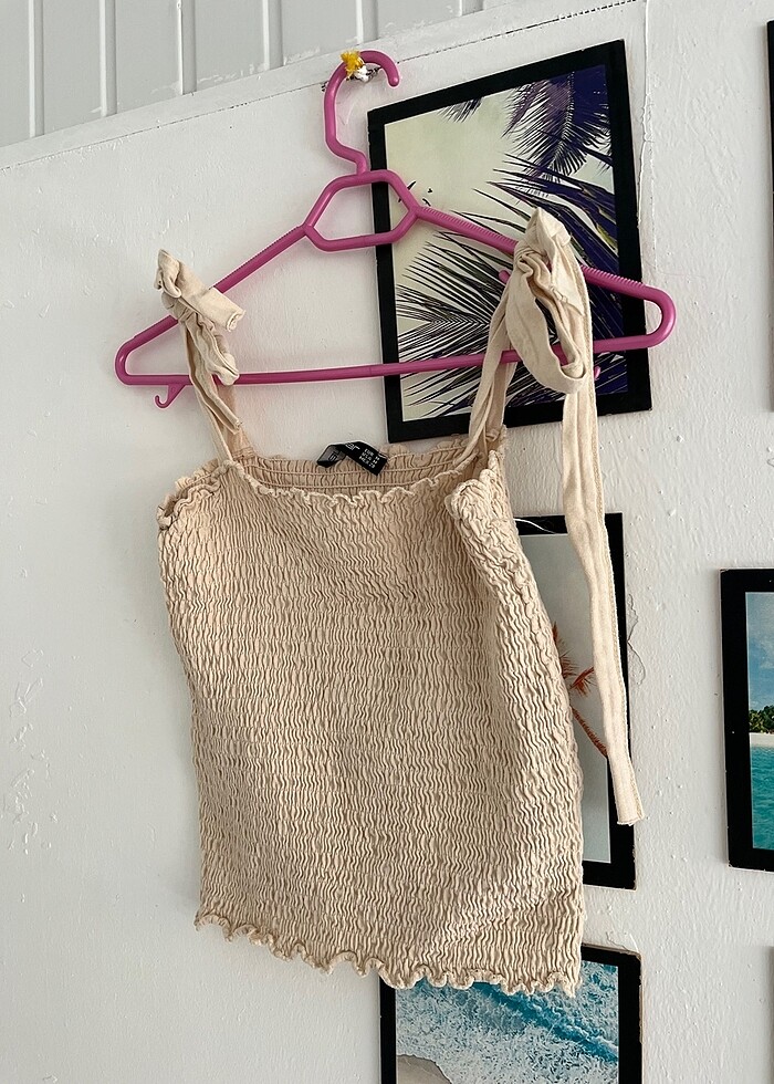 Bej bluz büzgülü - Görsel 5