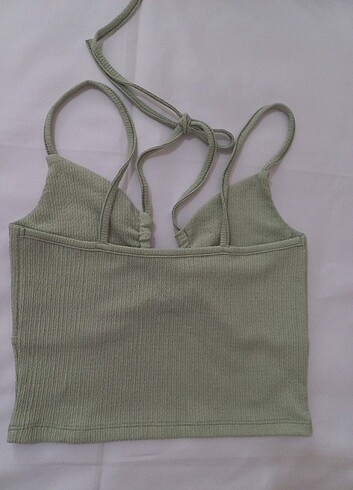 Bershka Göğüs Detaylı Askılı Mint Yeşili Crop Body