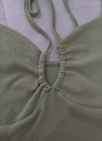 s Beden Göğüs Detaylı Askılı Mint Yeşili Crop Body