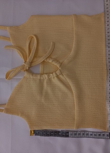 s Beden sarı Renk Göğüs Detaylı Askılı Sarı Renkli Crop Body Bluz