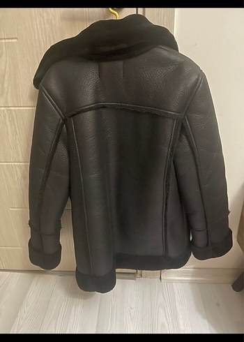 Stradivarius Kürklü Siyah Deri Biker Ceket