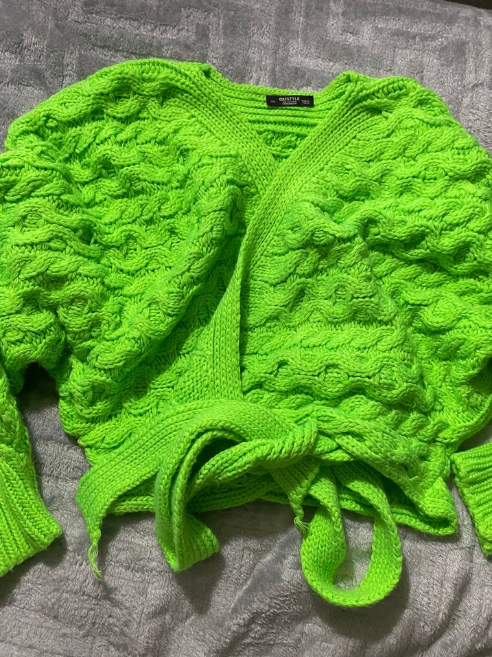Yeşil Bohem Örgü Hırka sıcak tutuyor sorunsuzdur - Görsel 2