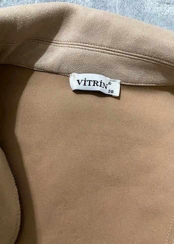 Bej Süet Kadın Fermuarlı Deri Ceket - Görsel 4