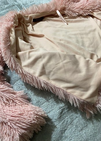 Açık pembe Midi Kadın Suni Kürk Mont - Görsel 2