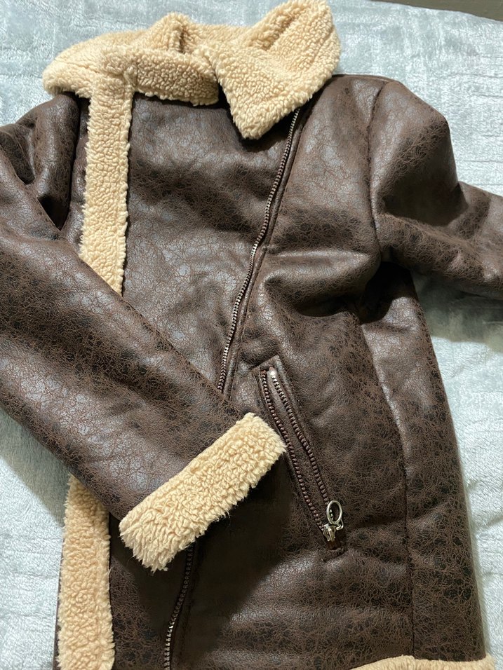 Kürklü Kahverengi Deri Kadın Ceket - Görsel 2