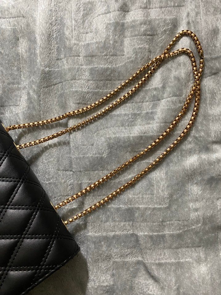 Zincir Detaylı Siyah Deri Kadın Çanta - Görsel 4