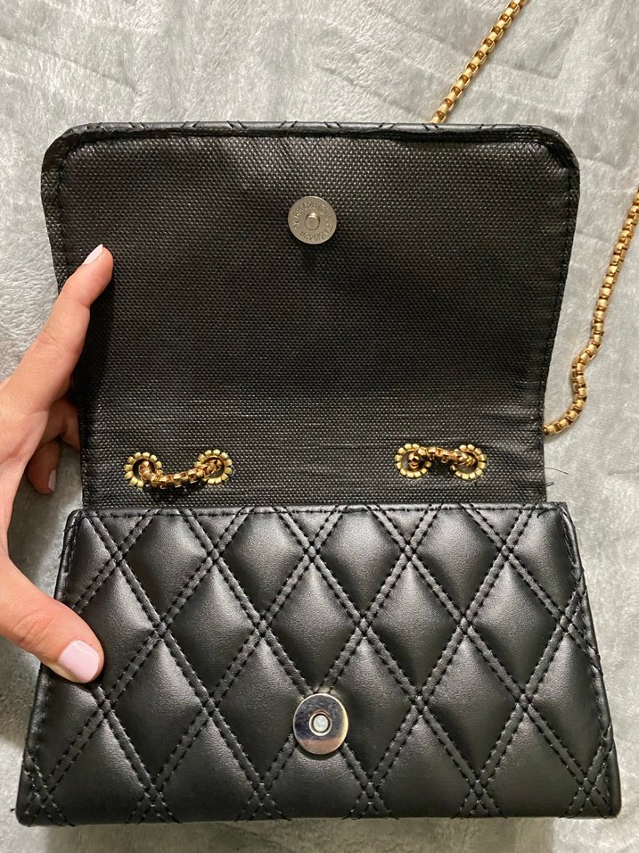 Zincir Detaylı Siyah Deri Kadın Çanta - Görsel 3