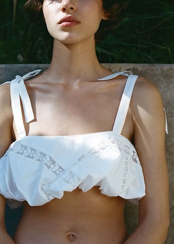 Zara Balon Poplin Top