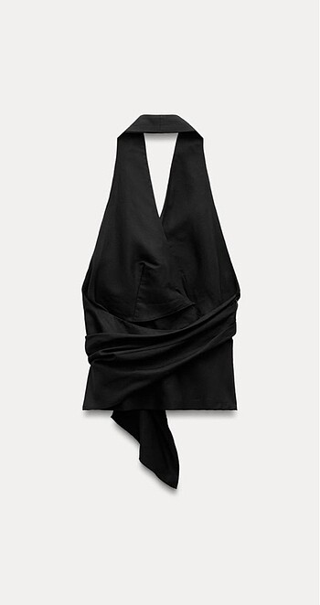 m Beden siyah Renk Zara Kruvaze Halter Yaka Top