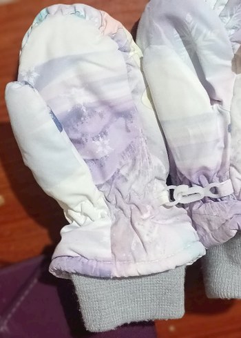 Beden Kız Çocuk Beyaz Baskılı Peluş Eldiven