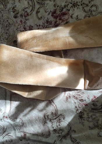 Bej Kadın Süet Kemerli Fular - Görsel 3