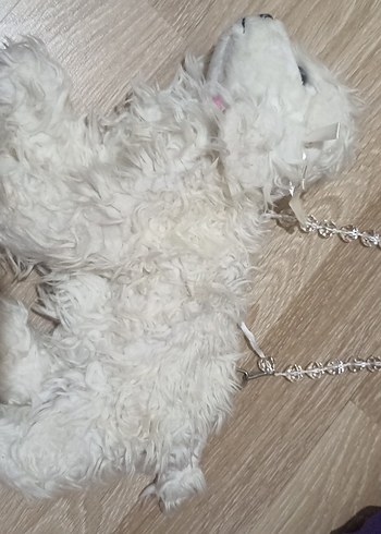 Beyaz Peluş Köpek Çanta - Görsel 2