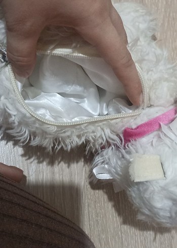 Beyaz Peluş Köpek Çanta - Görsel 4