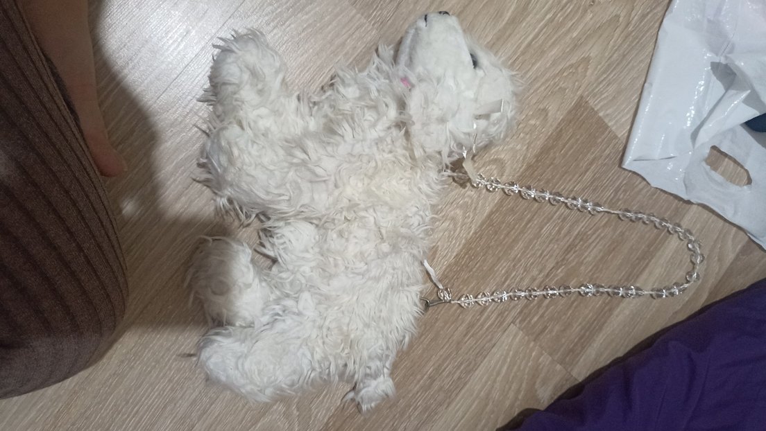 Beyaz Peluş Köpek Çanta - Görsel 2