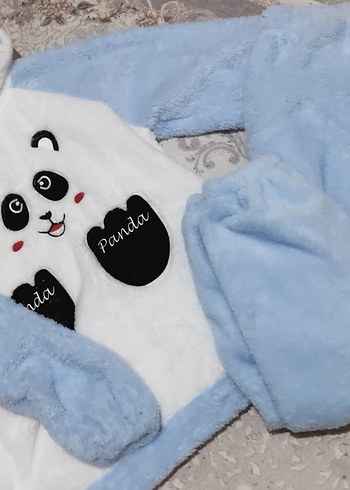 Renkli Baskılı Panda Desenli Çocuk Pijama Takımı - Görsel 2