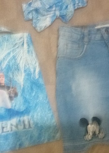 Kız Çocuk Baskılı Düğmeli Kot etek - Görsel 6