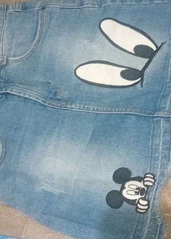 Kız Çocuk Baskılı Düğmeli Kot etek - Görsel 2