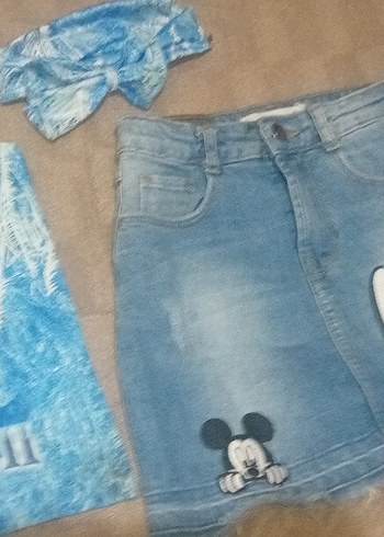 Kız Çocuk Baskılı Düğmeli Kot etek - Görsel 5