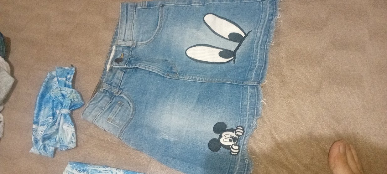 Kız Çocuk Baskılı Düğmeli Kot etek - Görsel 2