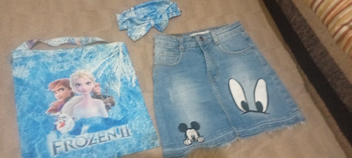 Kız Çocuk Baskılı Düğmeli Kot etek - Görsel 5