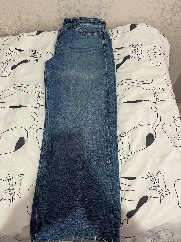 Gri Mavi Kadın High wide leg pantolon - Görsel 2