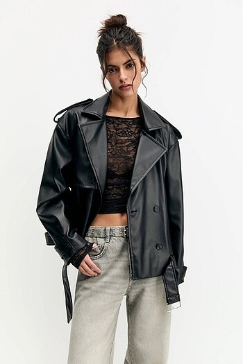 Pull&Bear deri biker ceket