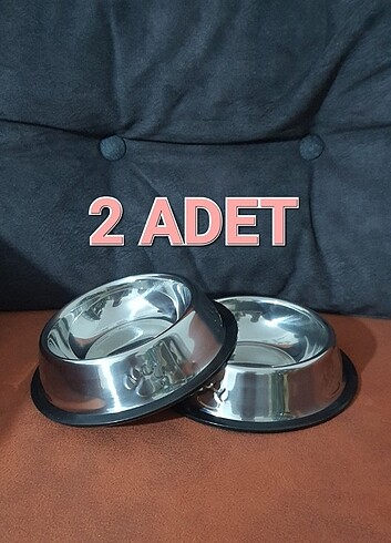 2 adet Paslanmaz Çelik Metal Mama ve Su Kabı 15 Cm