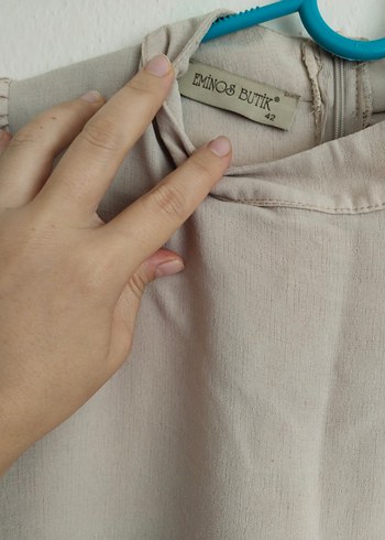 42 Beden ten rengi Renk Eminoş Butik Bej Yüksek Yakalı Kadın Bluz