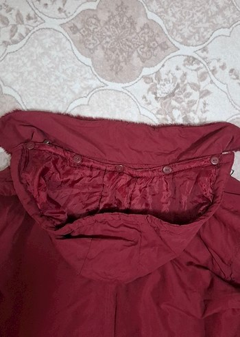Bordo Kürklü Kadın Kışlık trençkot - Görsel 6