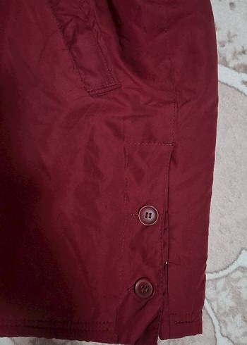 Bordo Kürklü Kadın Kışlık trençkot - Görsel 3