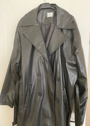 Erkek Deri Düğmeli Trençkot - Görsel 2