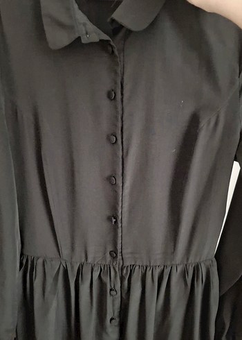 Siyah Uzun Kollu Düğmeli Gotik Elbise - Görsel 8