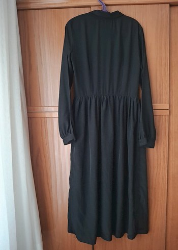 Siyah Uzun Kollu Düğmeli Gotik Elbise - Görsel 6