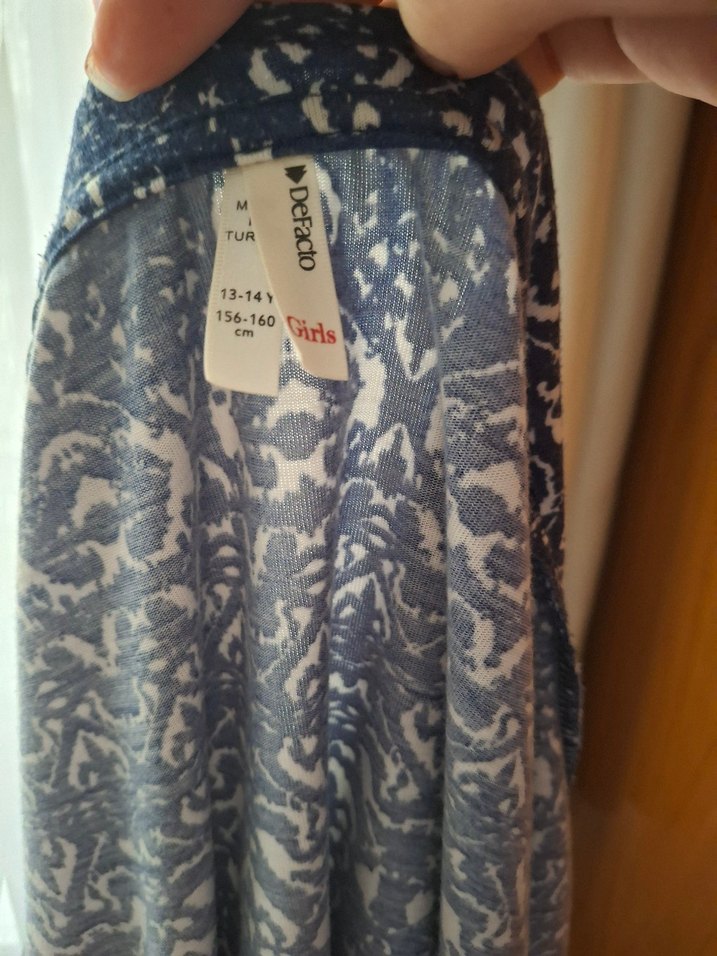 Mavi Bağlama Desenli Bohem Kadın Kimono - Görsel 5