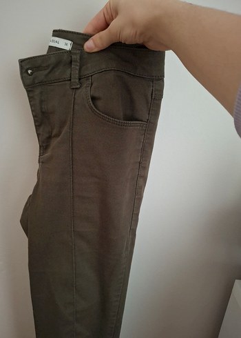 Kadın haki yeşili Regular Fit Kumaş Pantolon - Görsel 5