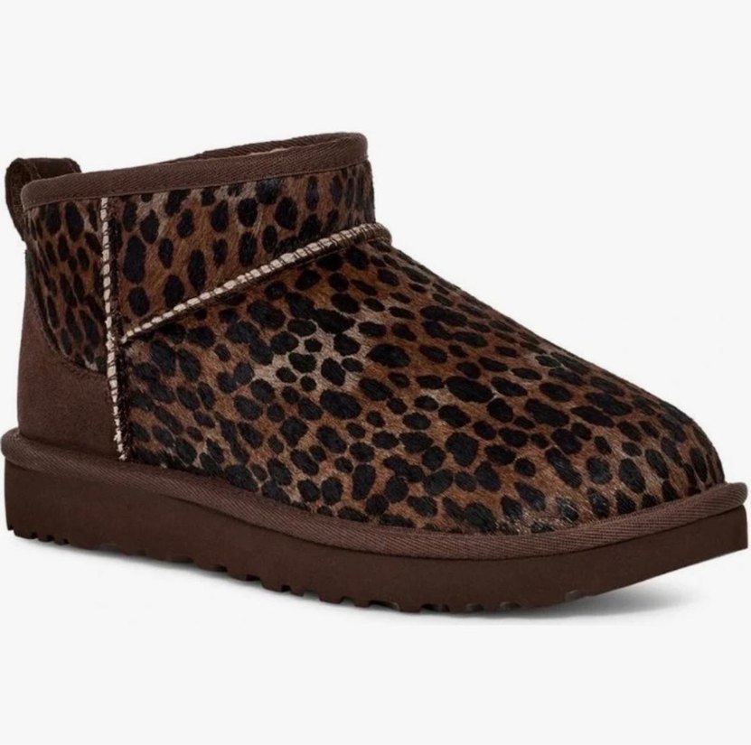 UGG Kahverengi Leopar Desenli Tüylü Kadın Bot - Görsel 4