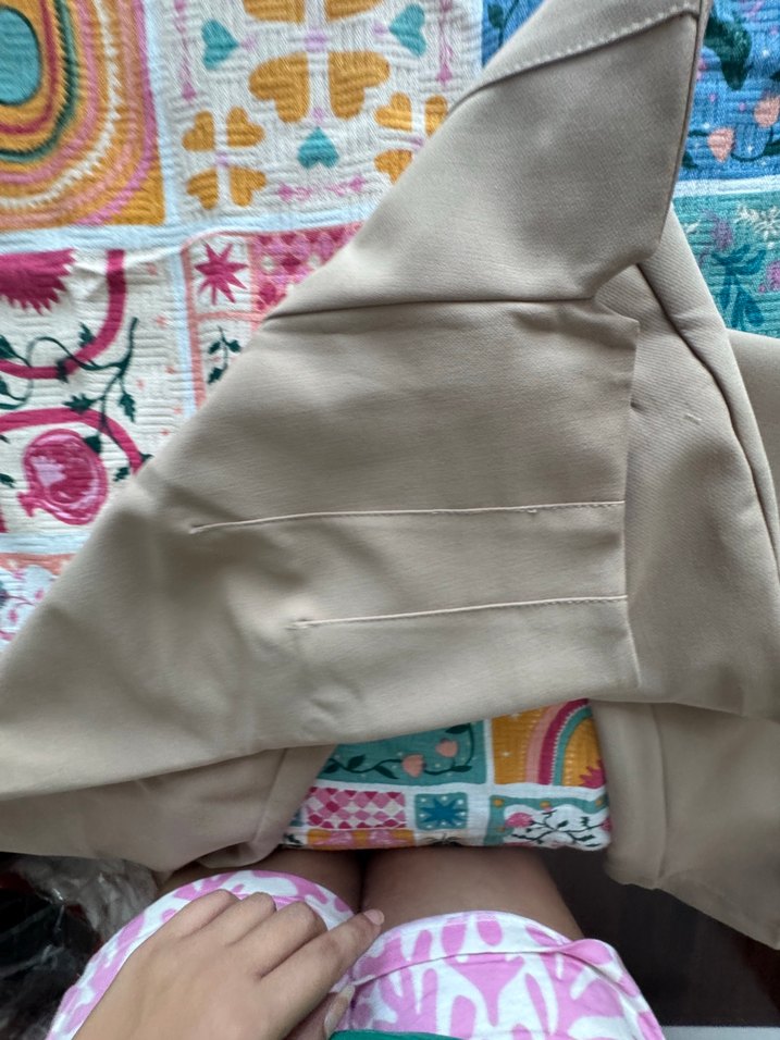 Bej Pilili Kadın Kumaş Pantolon - Görsel 3