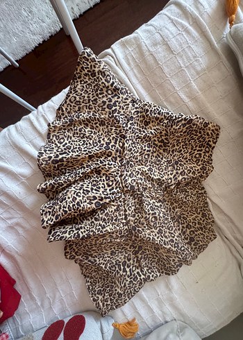 xs Beden kahverengi Renk Leopar Desenli Kahverengi şort Mini Etek