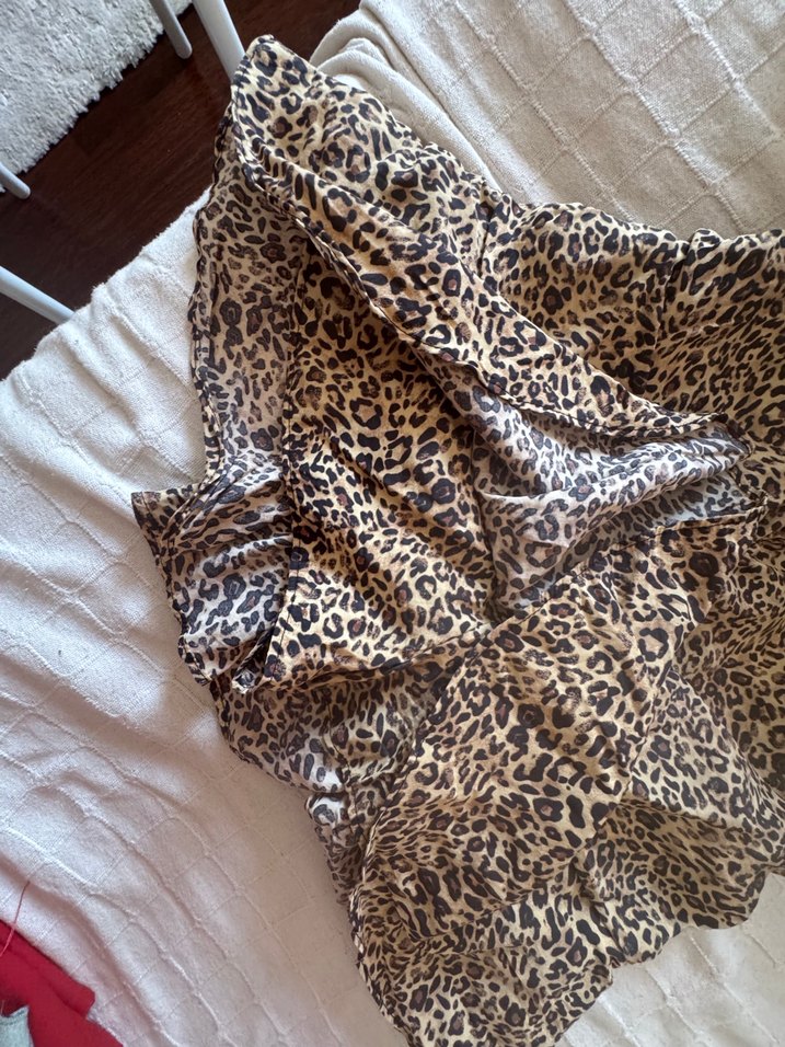 Leopar Desenli Kahverengi şort Mini Etek - Görsel 2